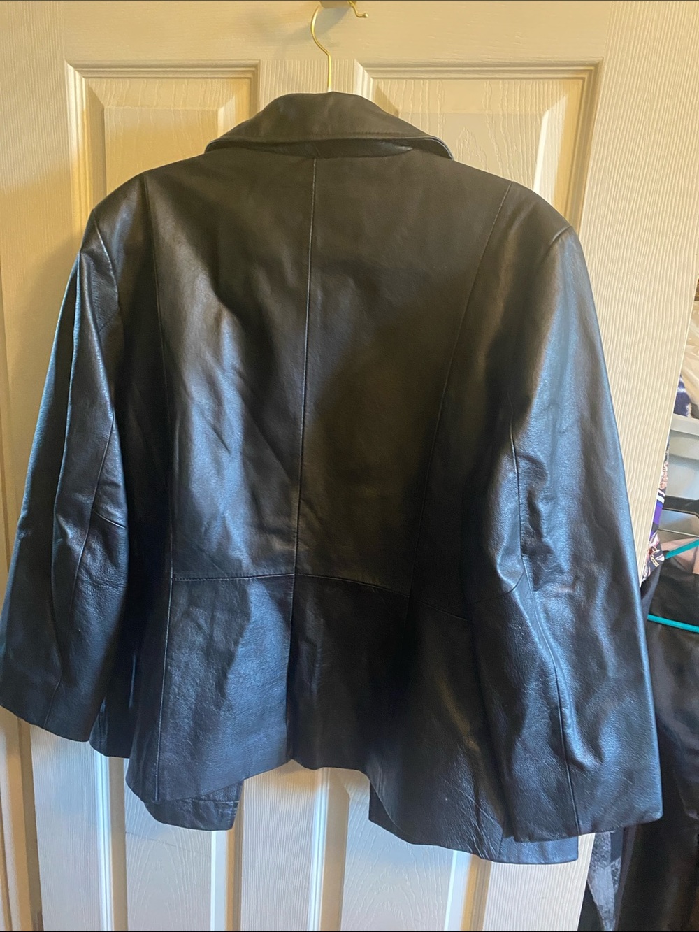 croft & barrow Black Leather Jacket with Burgundy Lining - Picture 5 of 5